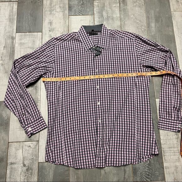 JARED LANG CHECK GINGHAM GRAY PINK BUTTON DOWN SHIRT L - Picture 8 of 11